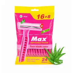 GENERICO - Máquina de Afeitar Desechable para Mujer Doble Hoja con Aloe Vera Pack x24 Unidades
