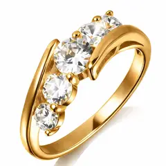 GENERICO - Anillo Dorado con Cinco Piedras Brillantes