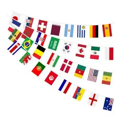 GENERICO - Pack 4 tiras de banderines de paises Mundial 2026 tela satinada