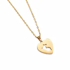 GENERICO - Collar Corazón con Mapa del Perú Dorado Mujer Acero Inoxidable Waterproof