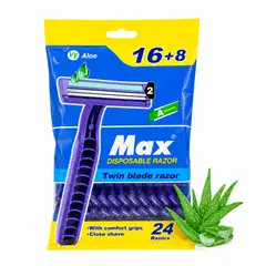 GENERICO - Máquina de Afeitar Desechable para Hombre Doble Hoja con Aloe Vera Pack x24 Unidades