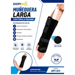 GENERICO - Muñequera Larga con Férula Palmar Ajustable Soporte para Muñeca y Antebrazo Talla Standar