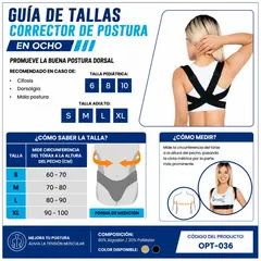GENERICO - Corrector de Postura Ajustable en Ocho Soporte Dorsal para Espalda y Hombros Talla XL