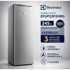 Electrolux - EFUP22P2HRG - Congelador Vertical 245Lt Silver 60Cm