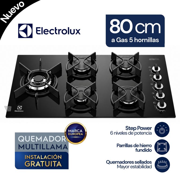 Encimera a Gas 5 hornillas 80 cm KE5GW