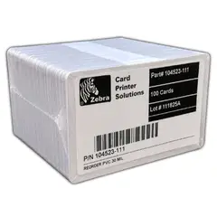ZEBRA - Tarjetas de PVC CR80 30 Mil Paquete 100 Unidades Blanco
