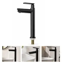 D DECOR MI CASA - Grifo llave ovalin 30cm alto negro mate