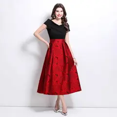 GENERICO - Vestido Midi de Elegante con Falda Rosa Vestido Amalia