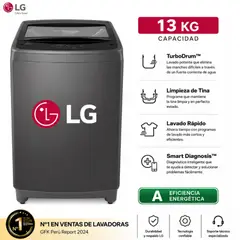 LG - Lavadora Automática WT13BVTB Carga Superior 13 Kg TurboDrum Smart Diagnosis Negro Claro