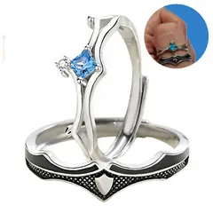 GENERICO - Anillos Promesa Plata Fina 925 Moderno Parejas Compromiso