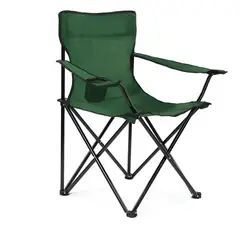 INSPIRA MARKET - Silla Plegable Camping Portátil con Portavaso Verde