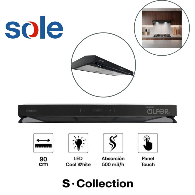Campana Extractora de 90cm Slim Black Touch Free S-Collection