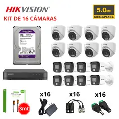 Hikvision - KIT 16 CÁMARAS DE SEGURIDAD 5MP CON AUDIO DISCO WESTER DIGITAL PURPURA