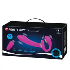 PRETTY LOVE - Vibrador Doble Arnés Sin Correas Thunderbird Vibración y Electroestimulación