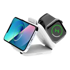 SOMOSTEL - Cargador Inalámbrico Plegable 3 en 1 15W Para iPhone y Apple Watch