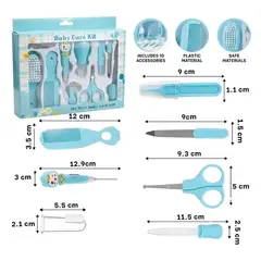 GENERICO - Kit de Cuidado para Bebé 10 Piezas Cepillo Peine Cortauñas Aspirador Nasal Set Infantil