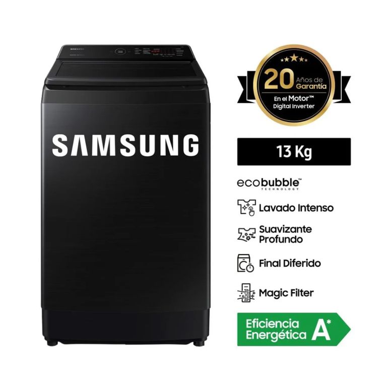Lavadora 13 Kg Eco Inverter WA13CG5441BVPE Negro