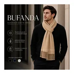 GENERICO - Bufanda Abrigadora Suave MaxiChalina Pashmina Casual Beige