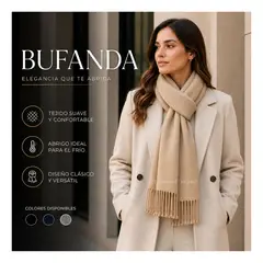 GENERICO - Bufanda Chalina Colores Suaves 185cm x 72cm Pashimina Beige Elegante