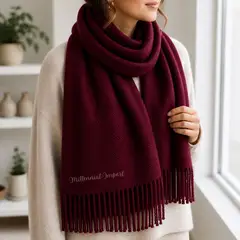 GENERICO - Pashmina Bufanda Abrigadora Diseño Moderno 185cm x 72cm Guinda
