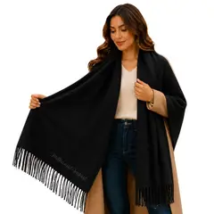 GENERICO - Pashmina Chalina Abrigo Invierno 185cm x 72cm Negro