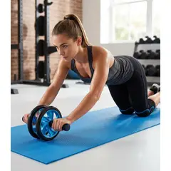 GENERICO - Rueda para Abdominales Con Tapete GYM Azul