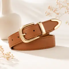 GENERICO - Correa Camel para Mujer con Hebilla Dorada Talla S