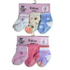 GENERICO - Pack x6 medias antideslizantes para bebés y niñas