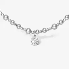GENERICO - Collar Hefang Brillante Perlas Circonitas Plata 925 Mujer Joyería Moda
