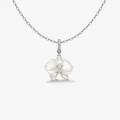 GENERICO - Collar Hefang De Orquídeas Y Perlas Circonitas Plata 925 Mujer Joyería