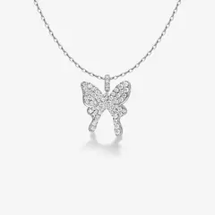 GENERICO - Collar Hefang De Mariposa Brillante Cristales Circonitas Plata 925