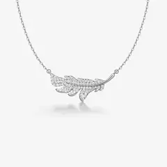 GENERICO - Collar Hefang De Plumas Brillantes Circonitas Plata 925 Mujer Joyería