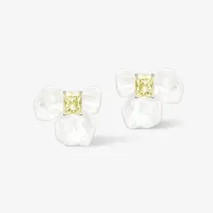 HEFANG - Aretes De Flor De Iris Circonitas Plata 925 Mujer Joyería Moda