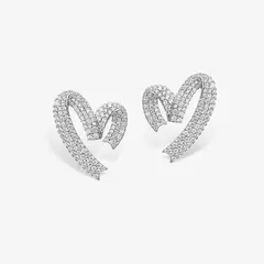 GENERICO - Aretes Hefang De Lazo En Forma De Corazón Circonitas Plata 925 Mujer