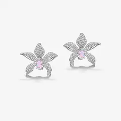GENERICO - Aretes Hefang De Orquídea De Cristal Cristales Circonitas Plata 925