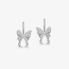 GENERICO - Aretes Hefang De Mariposa Brillantes Cristales Circonitas Plata 925