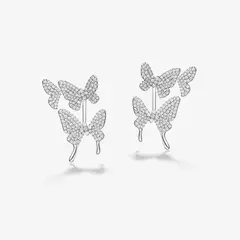 GENERICO - Aretes Hefang De Ensueño De Mariposa Circonitas Plata 925 Mujer Regalo