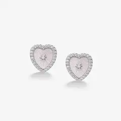 GENERICO - Aretes Hefang De Corazón Circonitas Plata 925 Mujer Joyería Elegante