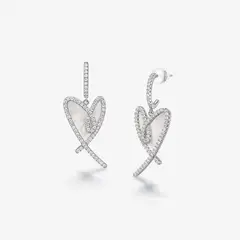 GENERICO - Aretes Hefang De Corazón Revoloteando Circonitas Plata 925 Mujer Moda