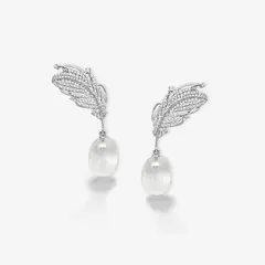 GENERICO - Aretes Hefang De Plumas De Cristal Cristales Circonitas Plata 925 Moda