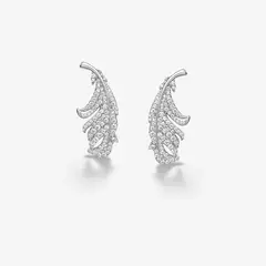 GENERICO - Aretes Hefang De Plumas Con Purpurina Circonitas Plata 925 Mujer Moda