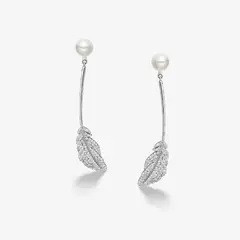 GENERICO - Aretes Hefang De Plumas A La Luz De La Luna Perlas Circonitas Mujer