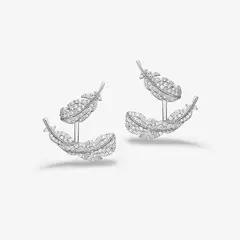 GENERICO - Aretes Hefang De Plumas Flotantes Circonitas Plata 925 Mujer Joyería