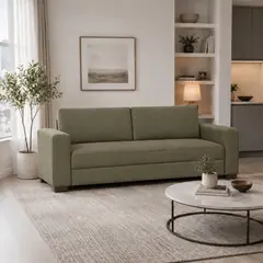 FABIANI HOME - Sofá 3 Cuerpos Nara con Tela Antifluido Olivo