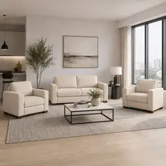 FABIANI HOME - Juego de Sala Nara 2-1-1 con Tela Antifluido Beige