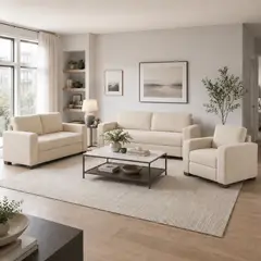 FABIANI HOME - Juego de Sala Nara 3-2-1 con Tela Antifluido Beige