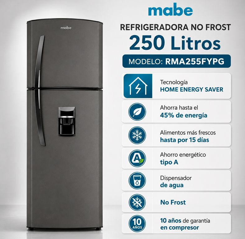Refrigeradora 250Lt CDispensador Grafito No Frost - RMA255FYPG
