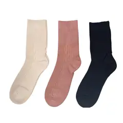 MINTANA - PACK 3 MEDIAS LARGAS ACANALADAS ALGODON HILO MUJER