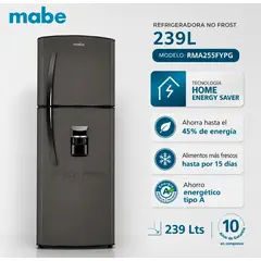 Mabe - Refrigeradora 250Lt CDispensador Grafito No Frost - RMA255FYPG