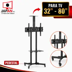 JAPANTEC EL RACK DEL FUTURO - Pedestal TV Universal con Ruedas para Pantallas de 32 a 80 Pulgadas VESA 600x400 Soporta 80 kg